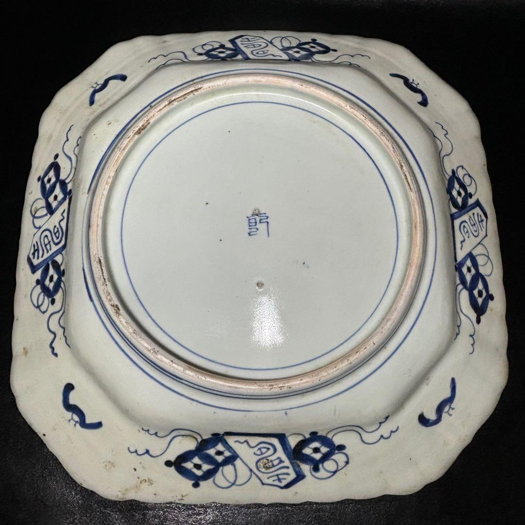 ★時代 陶磁器 江戸期！古伊万里 染付！図変わり 底銘(乾) 大皿1点★