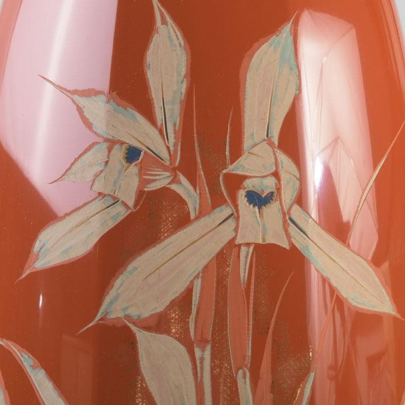 讃岐漆芸 山田暉雄作 花蒔絵 花瓶 共箱 C 9294A