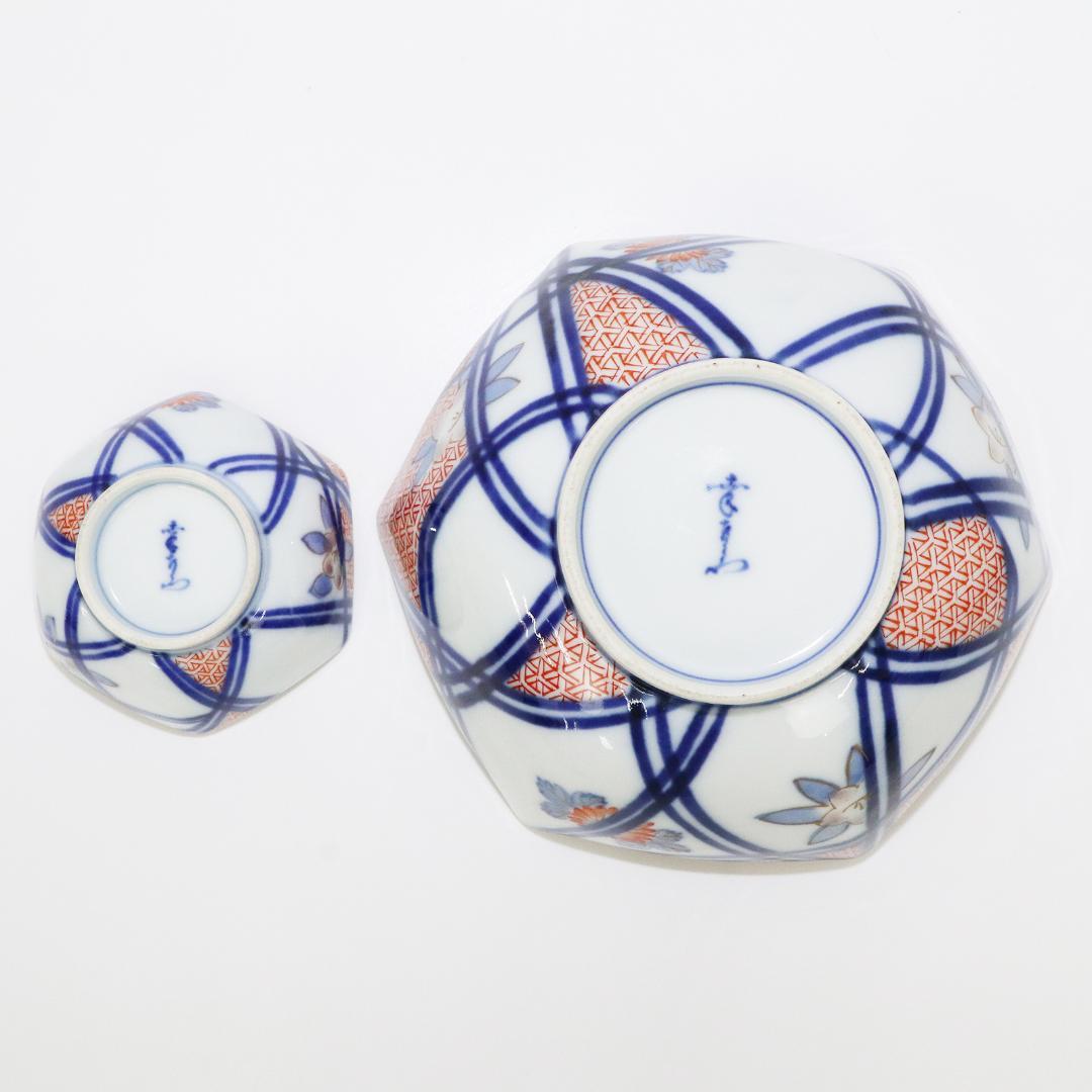 陶泉堂 桔梗型器 染付 金彩 膾皿 17客 小鉢18客 木箱