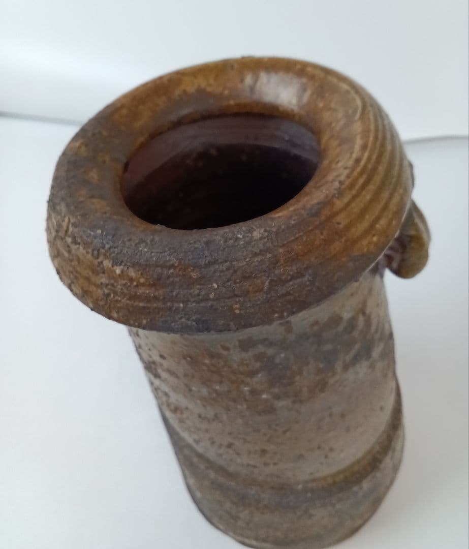 備前焼 耳付花入 花器 花瓶【人間国宝 伊勢崎淳】茶道 華道 美術品 工芸
