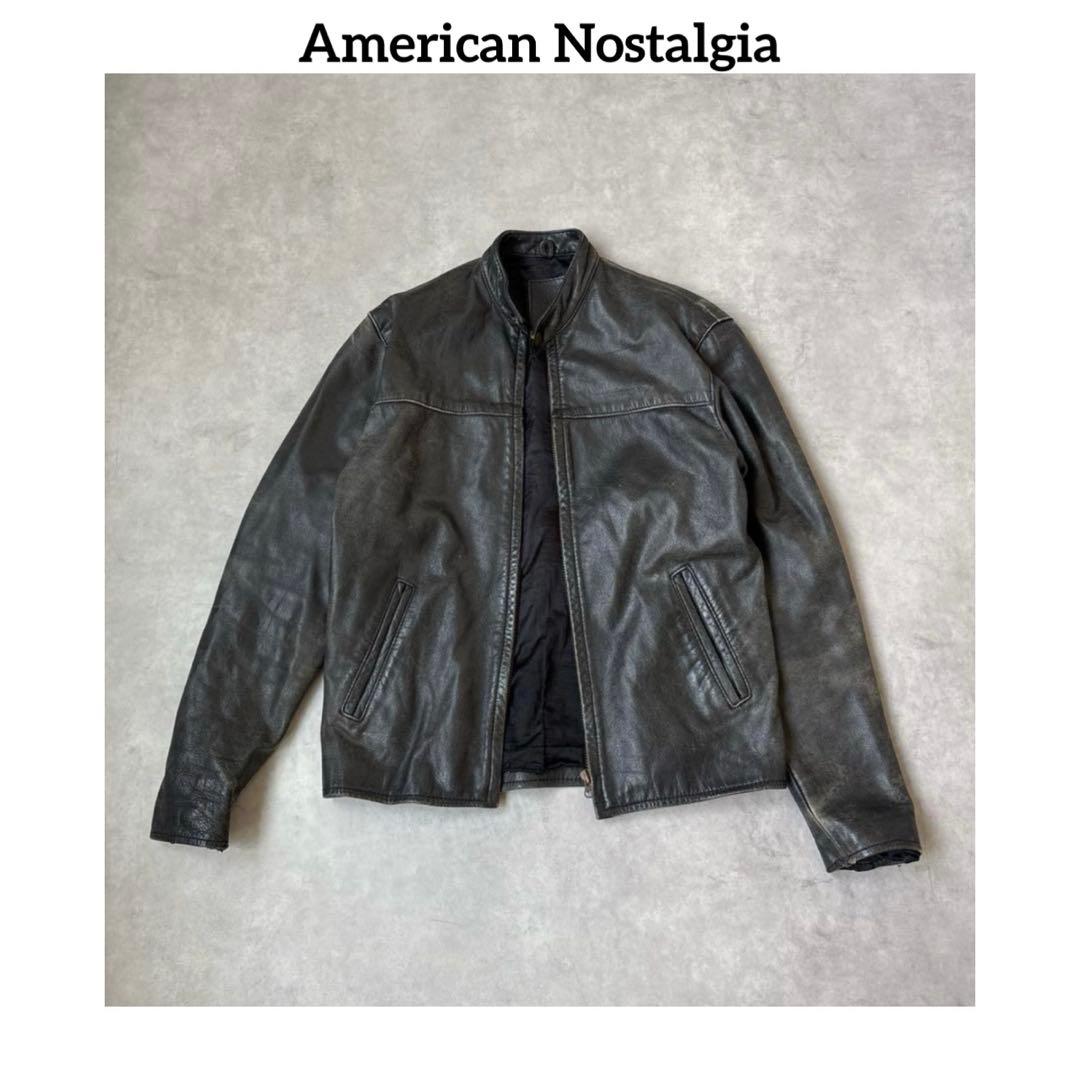 希少 American nostalgia レザージャケット 本革 シングル 黒