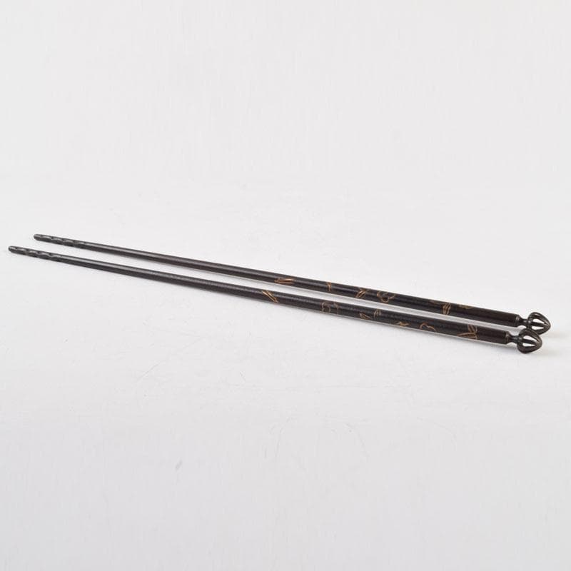 茶道具 寺西宗山作 古鉄 象嵌火箸 共箱 V 9202