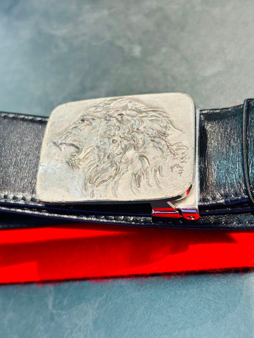 超希少 北村西望 作《獅子吼》銀製バックル 本革ベルト 木箱付 未使用