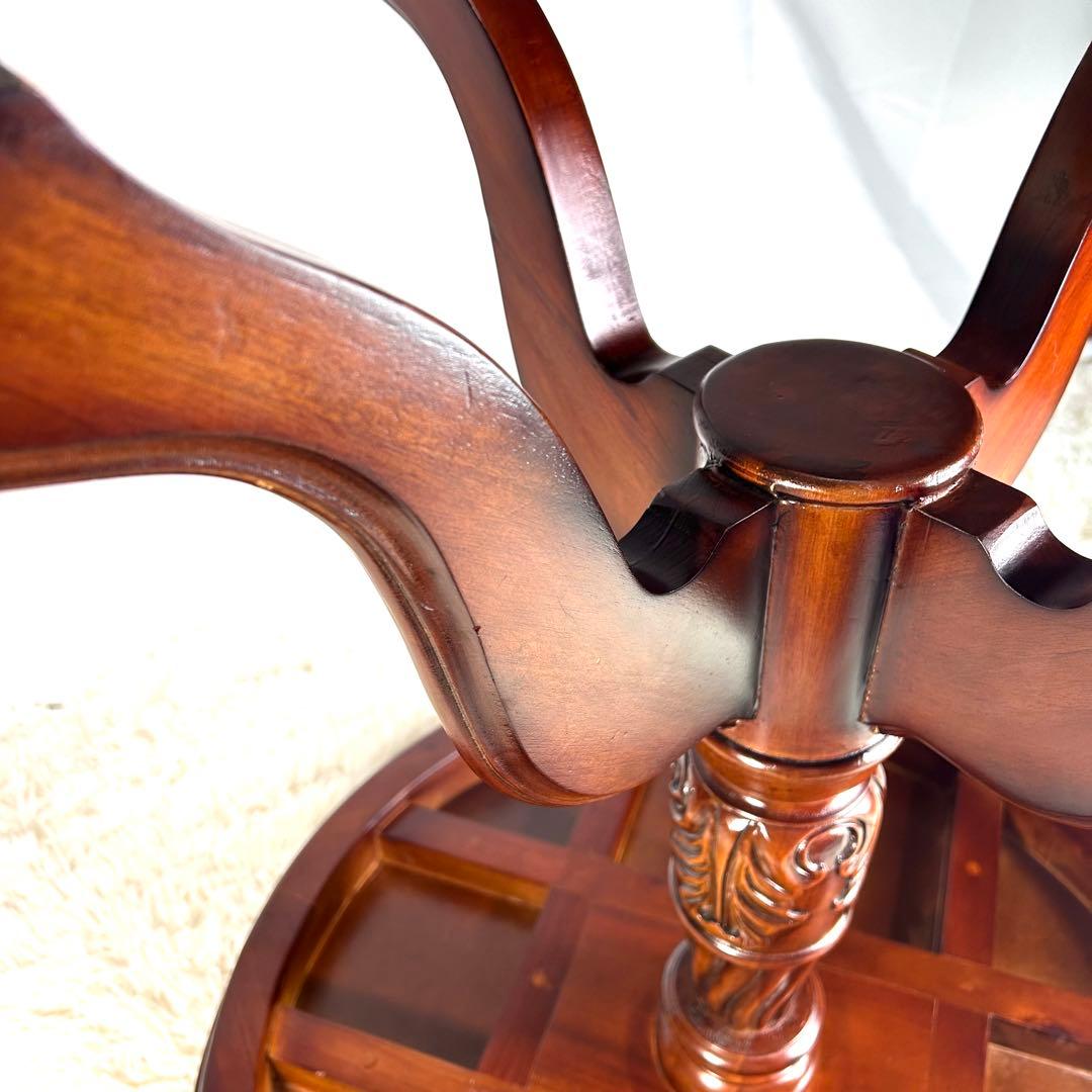 kuroshio コモテーブル 猫脚 ヨーロッパ風 高級 レザー調 丸テーブル