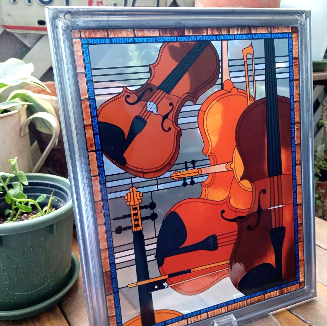 アメリカ ステンドグラス Violinヴァイオリン グラスマスターズ社アールデコ アメリカ ステンドグラス Violinヴァイオリン グラスマスターズ社