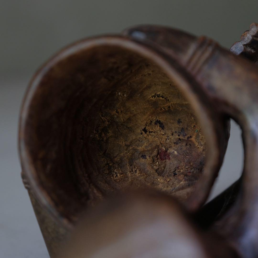 アフリカ 小物入れ付き木彫 オブジェ プリミティブ アート アンティーク