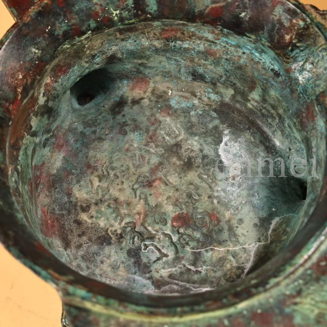 中国古美術・珍品旧藏・青銅器 龍頭杯 獣脚 中型 酒具・純銅製・