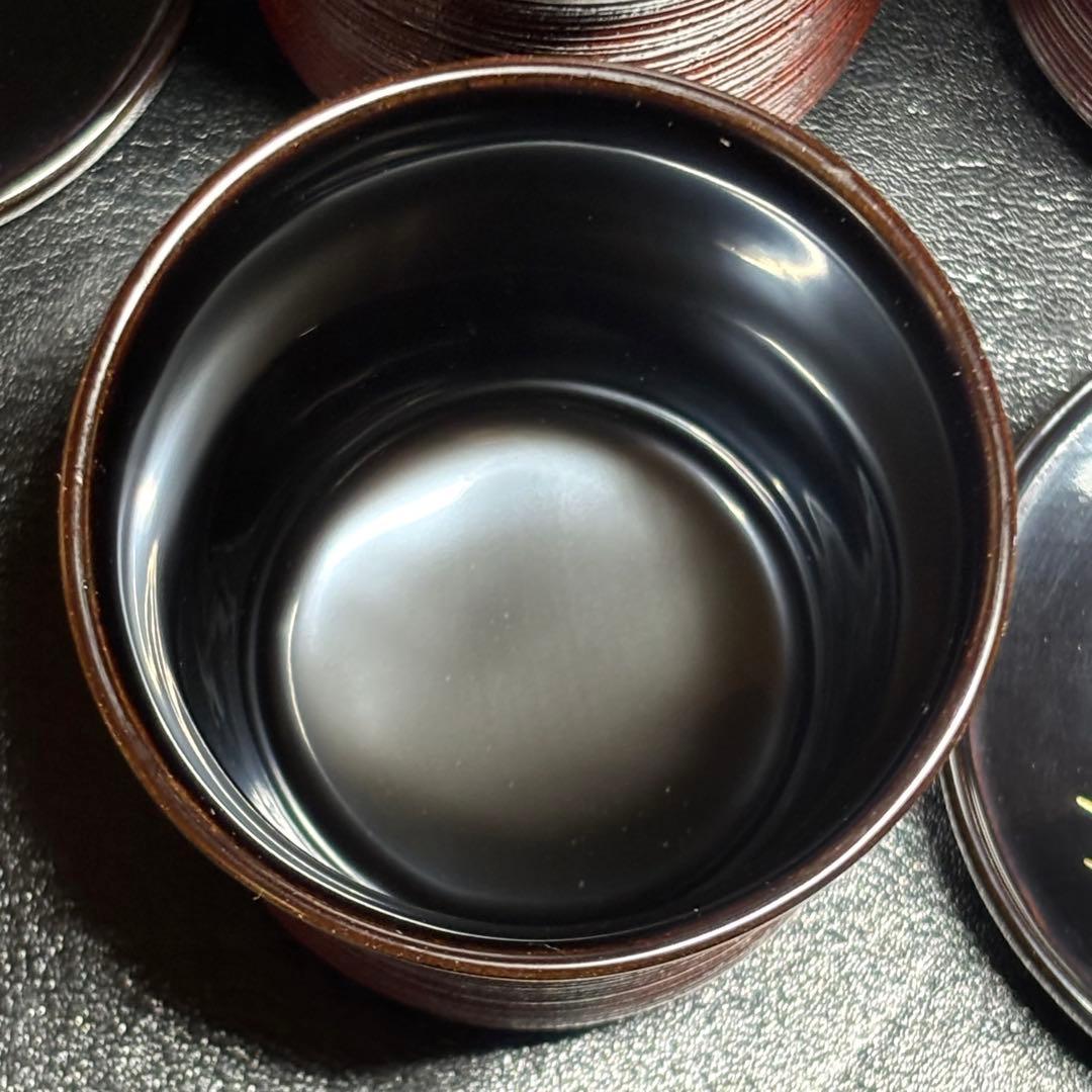 ★輪島塗！蒔絵付 輪島屋 小吸物椀 五客！『輪島屋造』！共箱！★