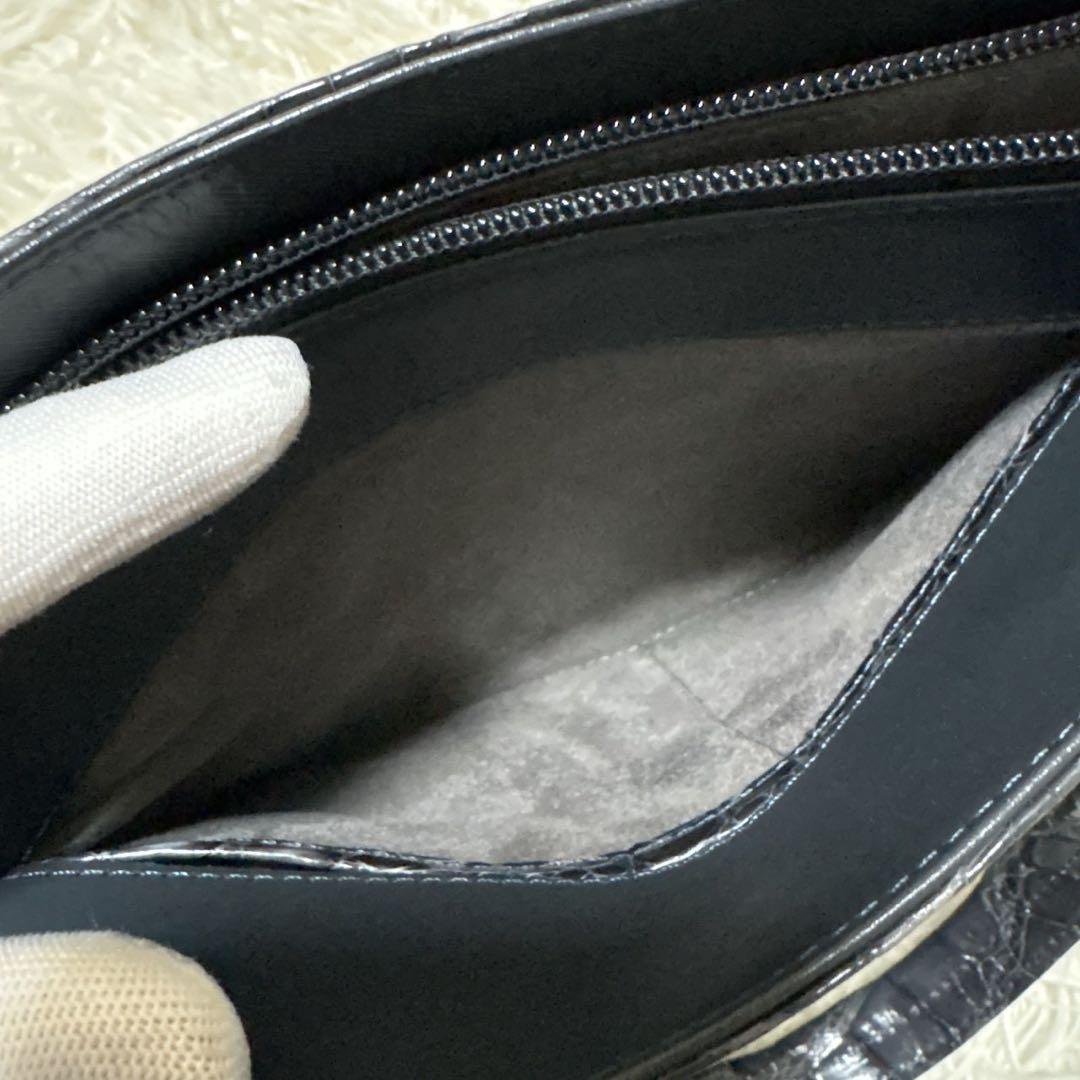 JRA シャイニングクロコ　フォーマル　ハンドバッグ　ブラック