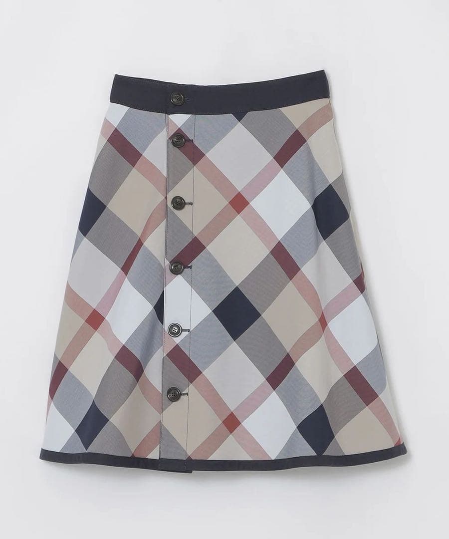 新品ブルーレーベル　ベージュクレストブリッジチェックリバーシブルスカート　36