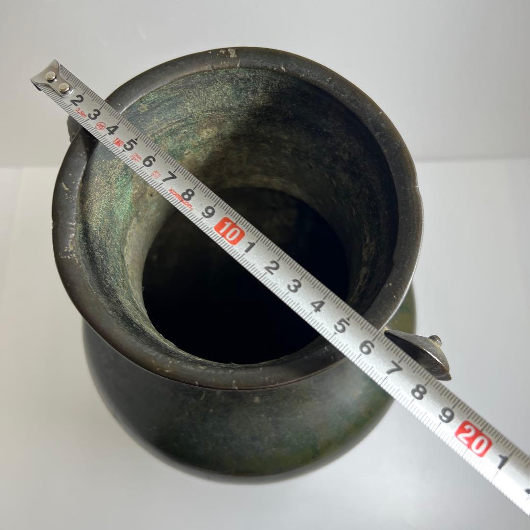 中国清時代 鳥耳付古銅花瓶 高さ約33.5㎝ 3462g 東Y7-