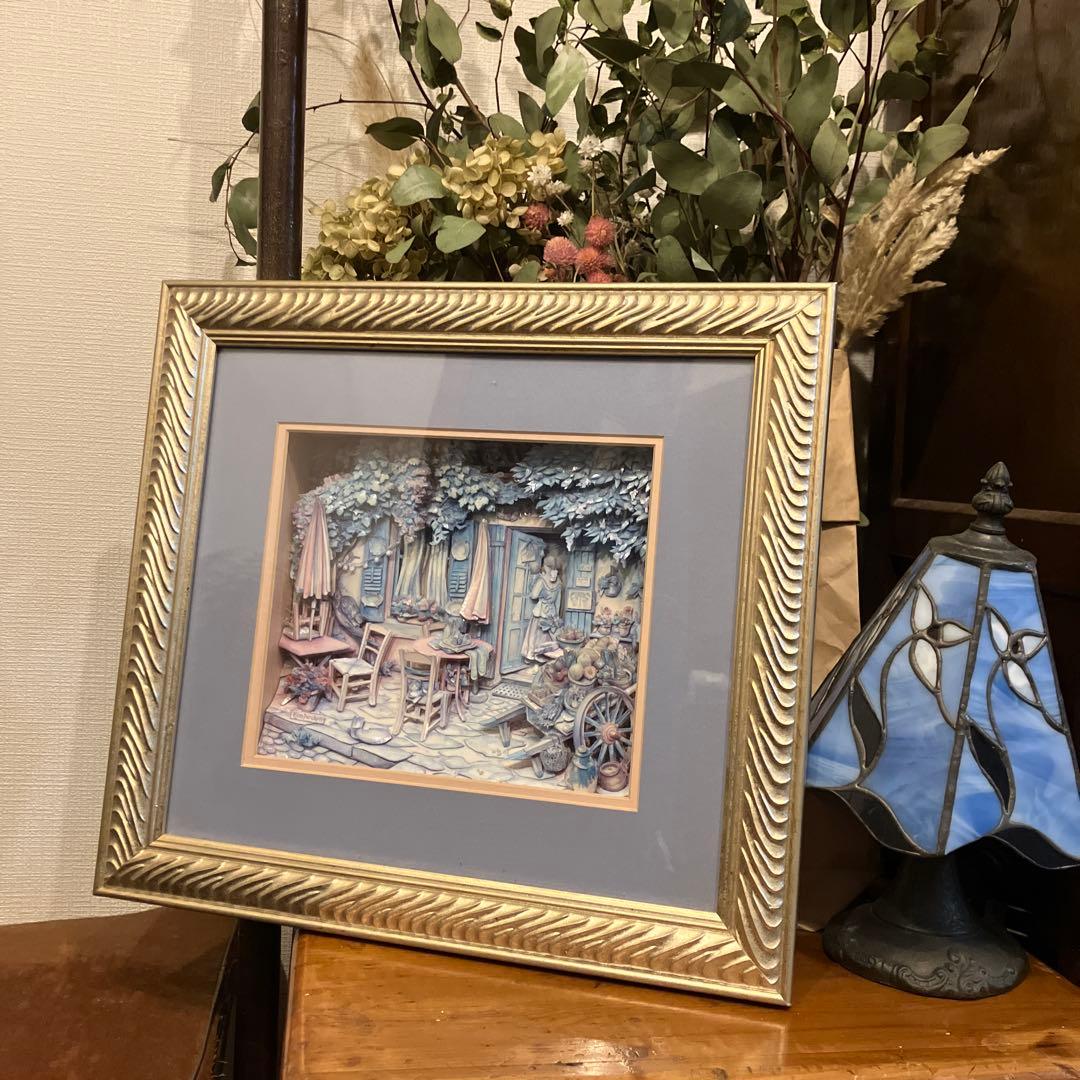 シャドーボックス完成品　kim Jacobs 額付き　立体アート　カフェ風景 値下げ】シャドーボックス完成品 kim Jacobs 額付き カフェ風景 - メルカリ