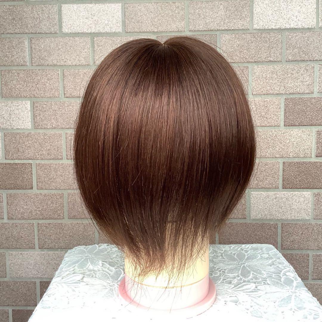 人毛100% 総￼手植 医療用部分ウィッグ ヘアピース ダークブラウンブラック