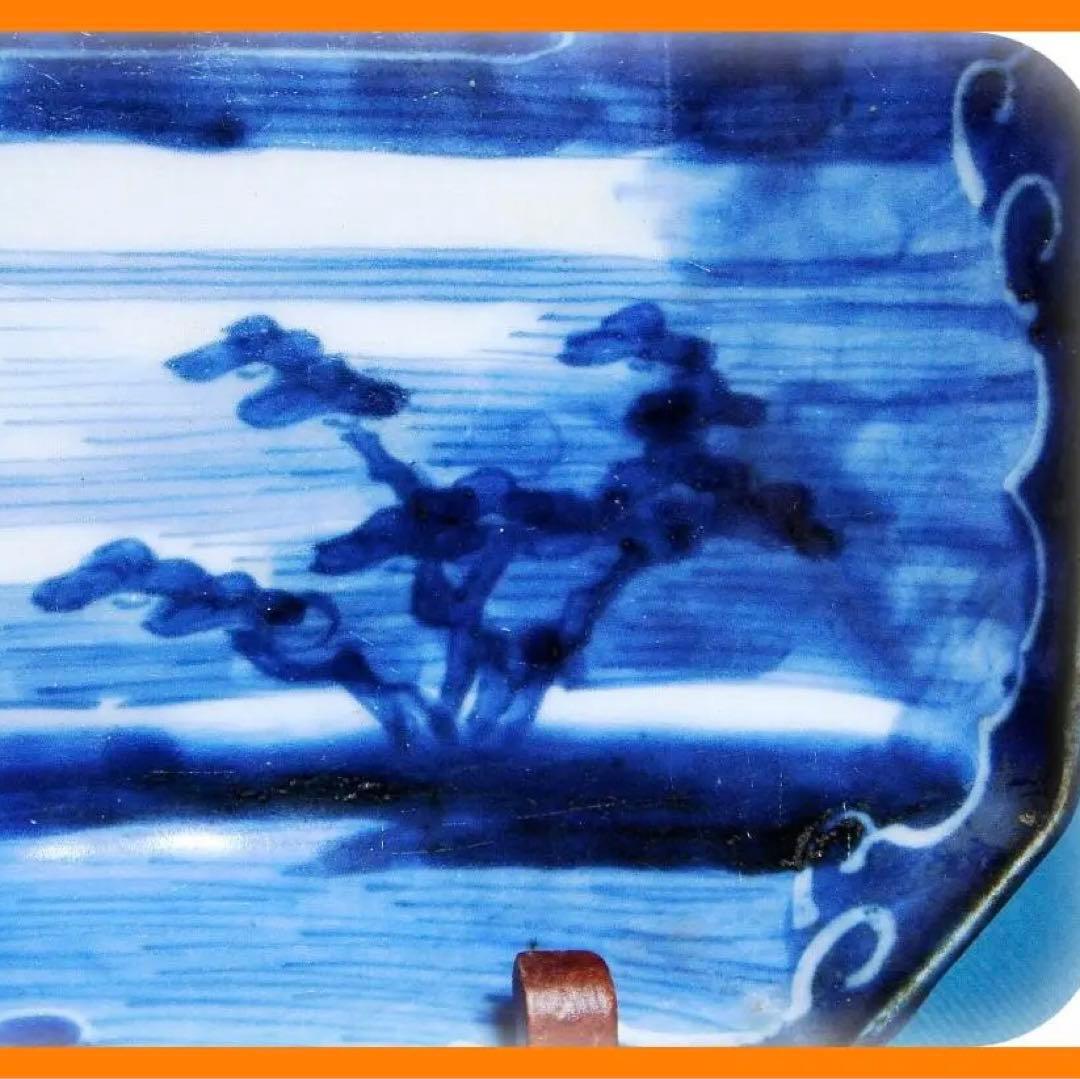 583『染付 富士山 額皿』 /骨董品 古美術 古道具 アンティーク