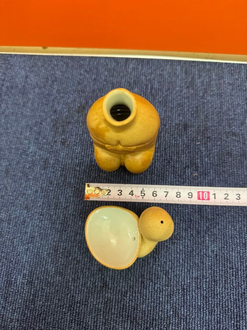 1735 美品 春画陶器 変型おかめ酒器揃 徳利1客 盃2客