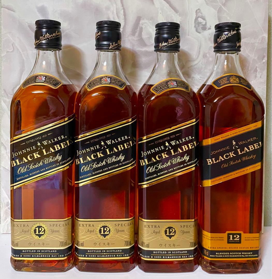 未開栓】ジョニーウォーカーブラックラベル12年 700ml 箱入り 4本セット
