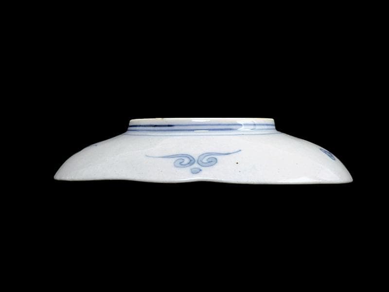 辻製　宮内庁御用達　色絵　双鷺に沢瀉の図　変形皿　５客　E943AS-fbrｍ