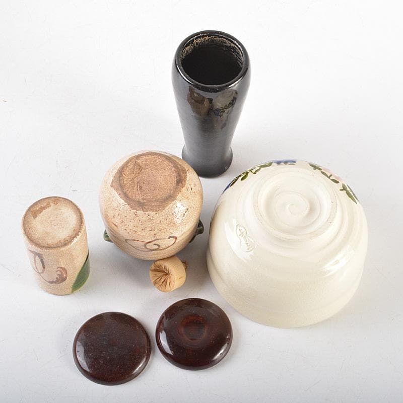 茶道具 桑茶箱 利休茶箱 茶碗 香合 など 5点 一式 V R5774