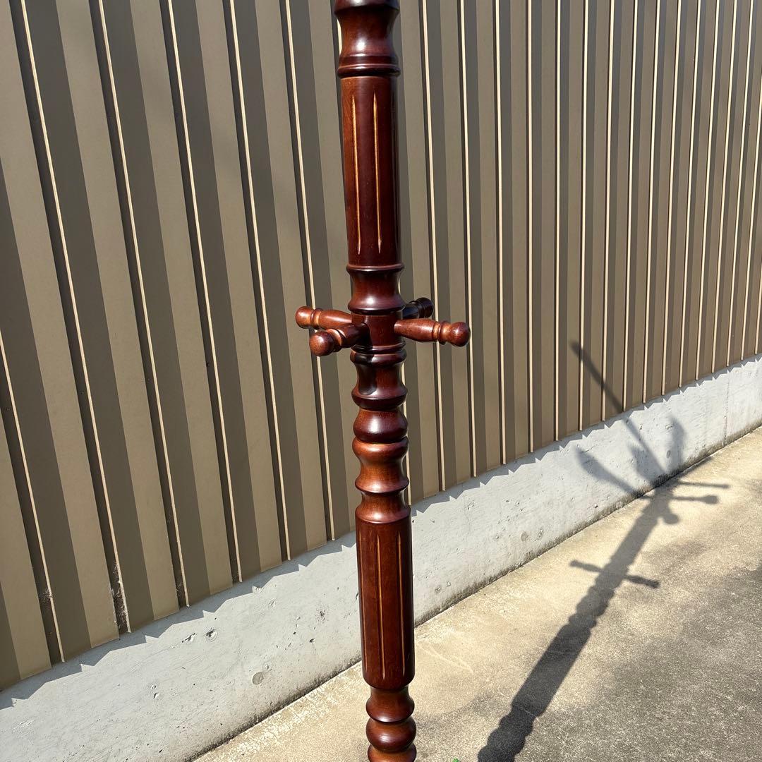 昭和レトロポールハンガー茶色木製コートラック ダークブラウン高さ