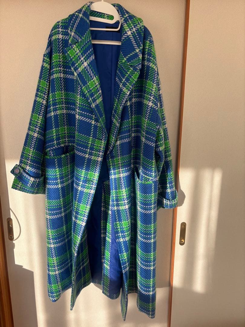 MAISON SPECIAL ロービングチェックオーバーコート ブルー Fサイズ