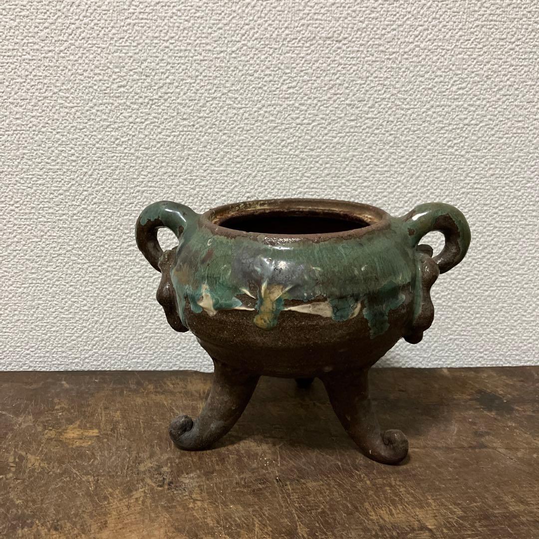江戸時代　上野焼三足香炉　(蓋無し) 遠州七窯 江戸時代 上野焼三足香炉 (蓋無し) 遠州七窯