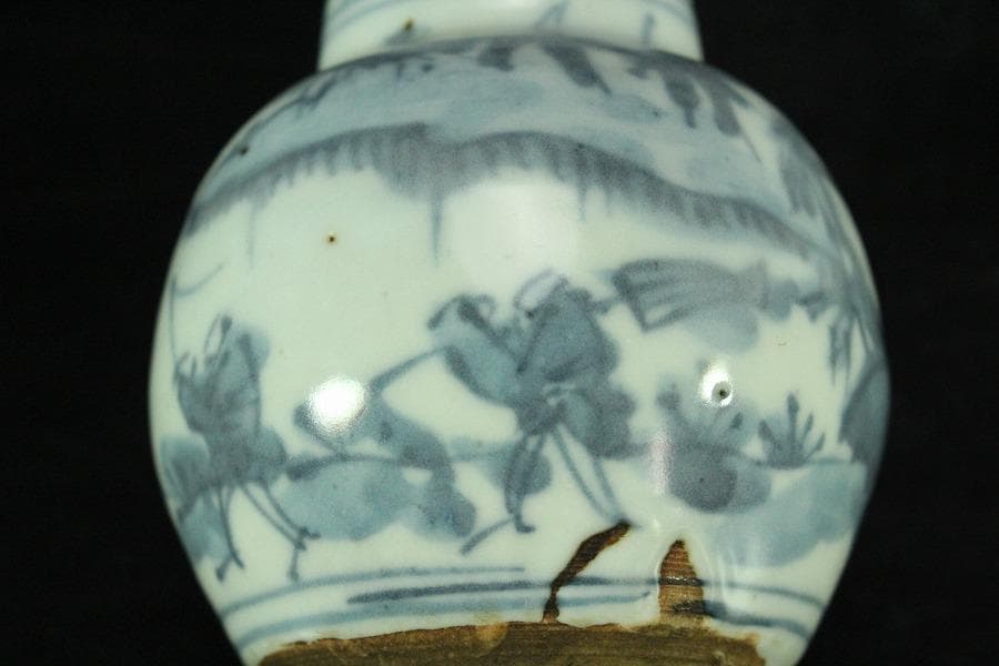 中国美術 古染付 祥瑞 茶入 明時代 唐物 鹿角蓋 茶道具伝来(K-