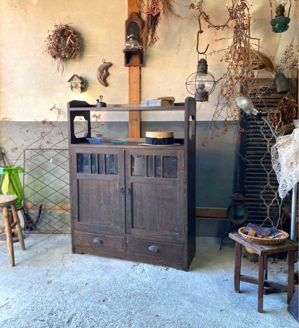 古い味のある火鉢 囲炉裏 座卓 木製 銅製 切り株 くり抜き 縁付 大型