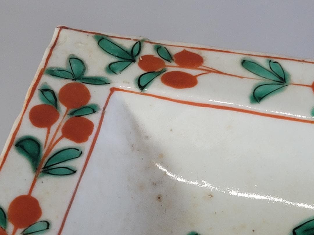 古美術 中国 呉須 赤絵 四角 皿 5個