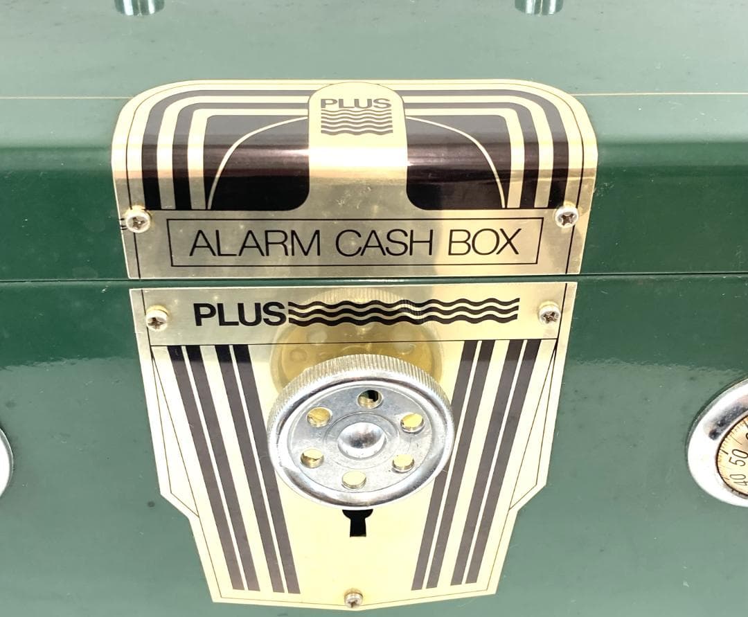 PLUS アラームキャッシュボックス 手提げ金庫 昭和レトロ アンティーク