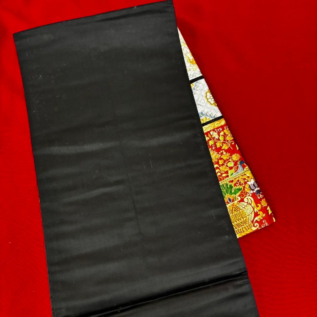 高級 更紗袋帯 華やかな刺繍 袋帯 100%絹 美術織物 豪華刺繍帯