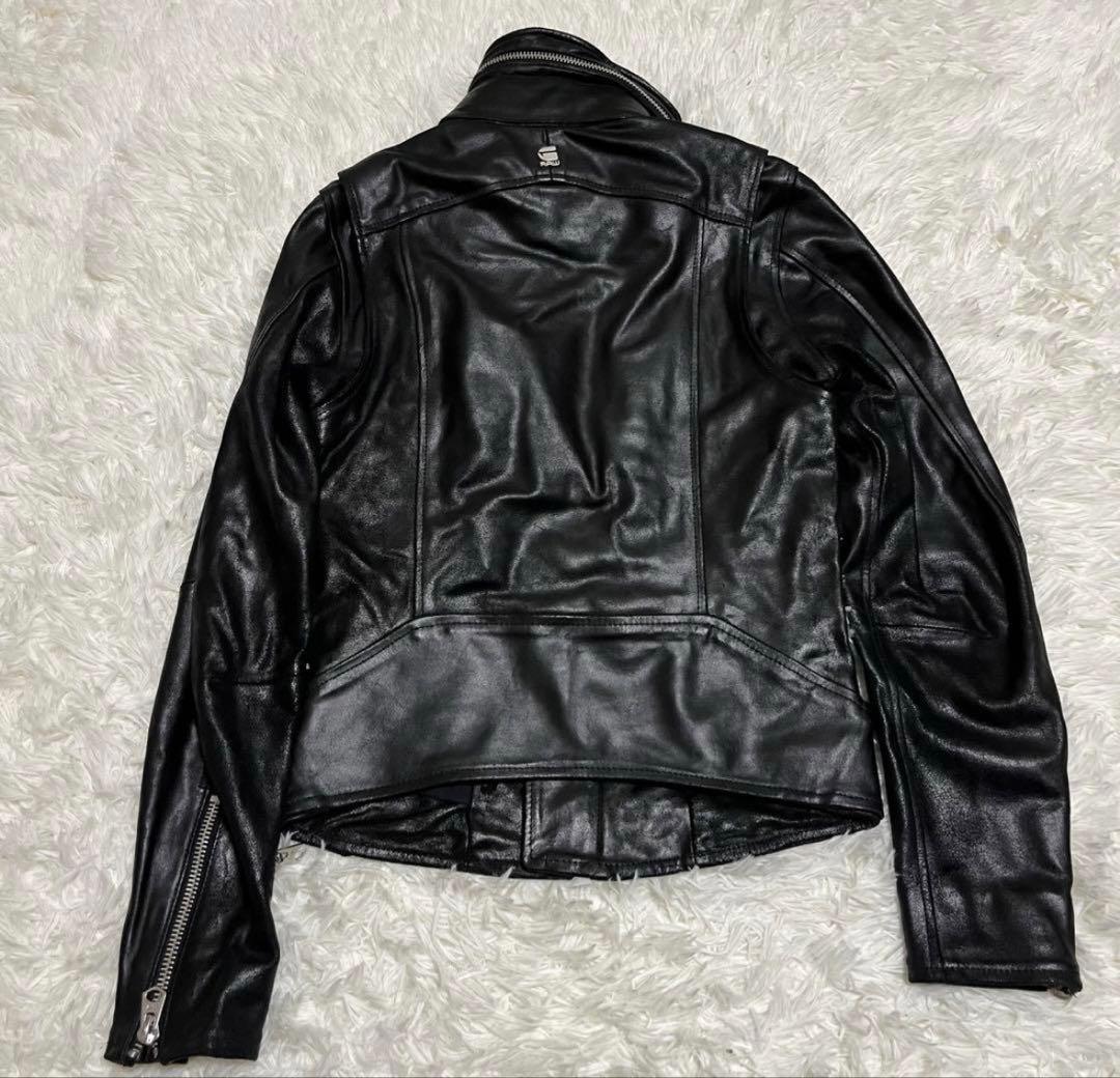 G-STAR RAW シングルライダースジャケット レザージャケット 牛革 黒