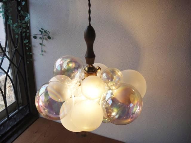 K　シーリングカバー2 バブルガラスシャンデリアペンダントライト胡桃