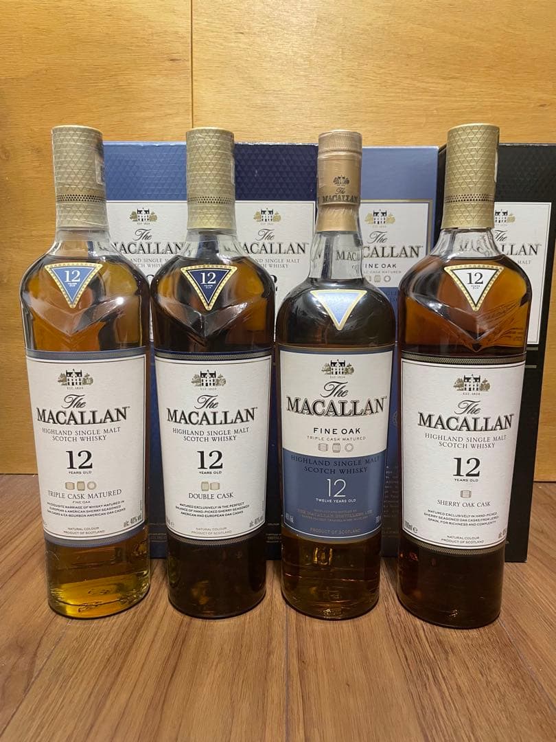 The Macallan 12年 シェリー ファイン ダブル トリプル 4本 箱 The Macallan 12年 シェリー ファイン ダブル トリプル 4本 箱