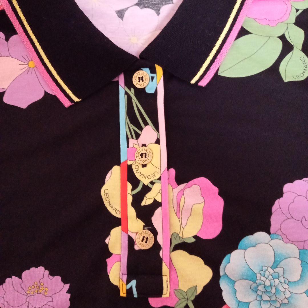 レオナール　スポーツ　長袖ポロシャツ　花柄　大きいサイズ　サイズ44