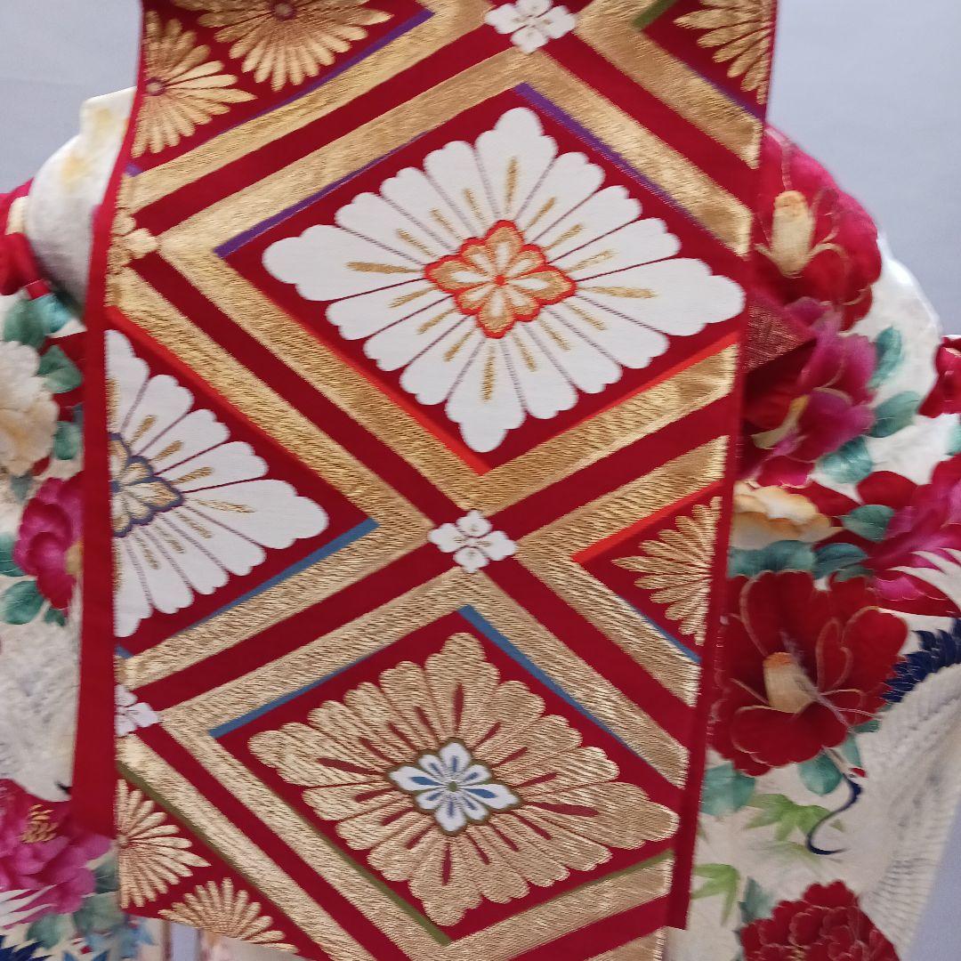 豪華 牡丹×鶴 振袖フルセット クリーム色