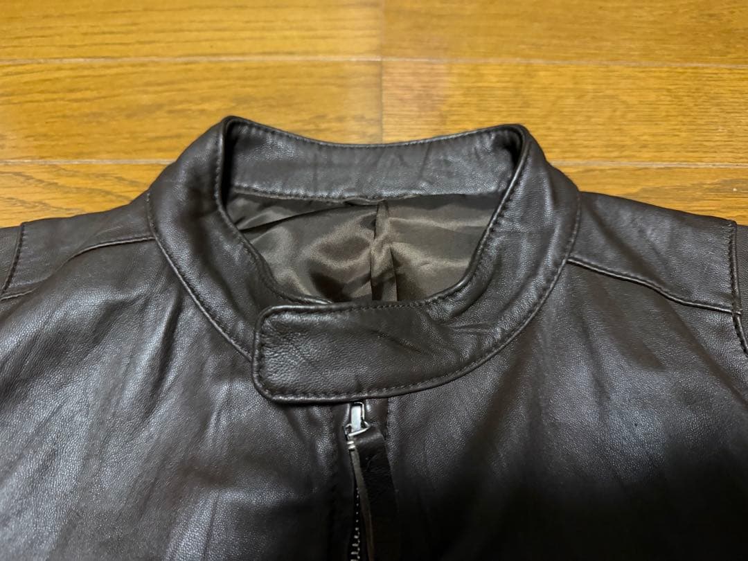 美品】Uniqlo 羊革 ラムレザー シングルライダース ダブルジップ XL