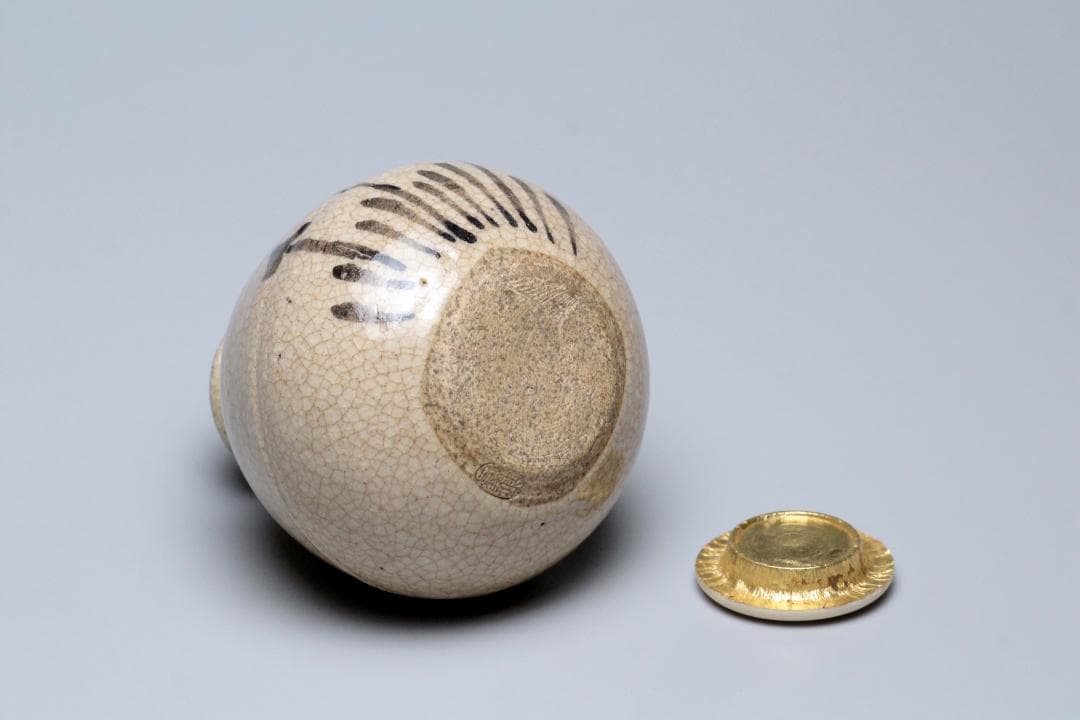 山口錠鉄　黄瀬戸　茶入　共箱　茶入れ　古美術品　骨董品　【正一古美術】