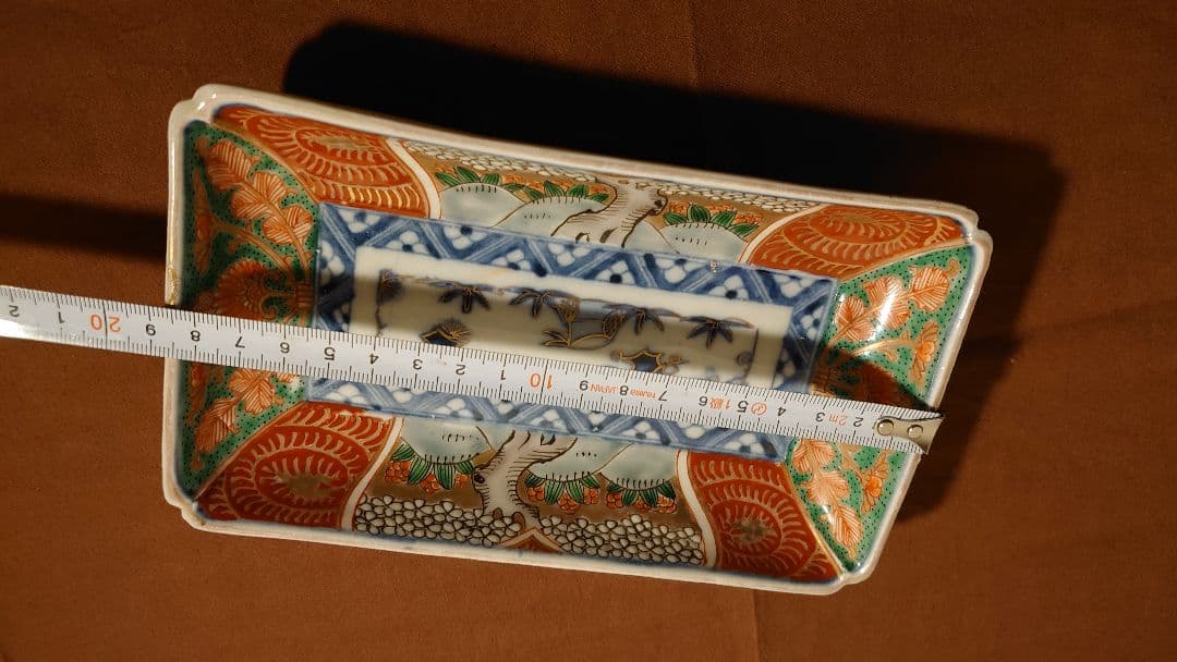 大聖寺伊万里 古伊万里 伊万里 色絵 金襴手 角皿 華の図 江戸期 1