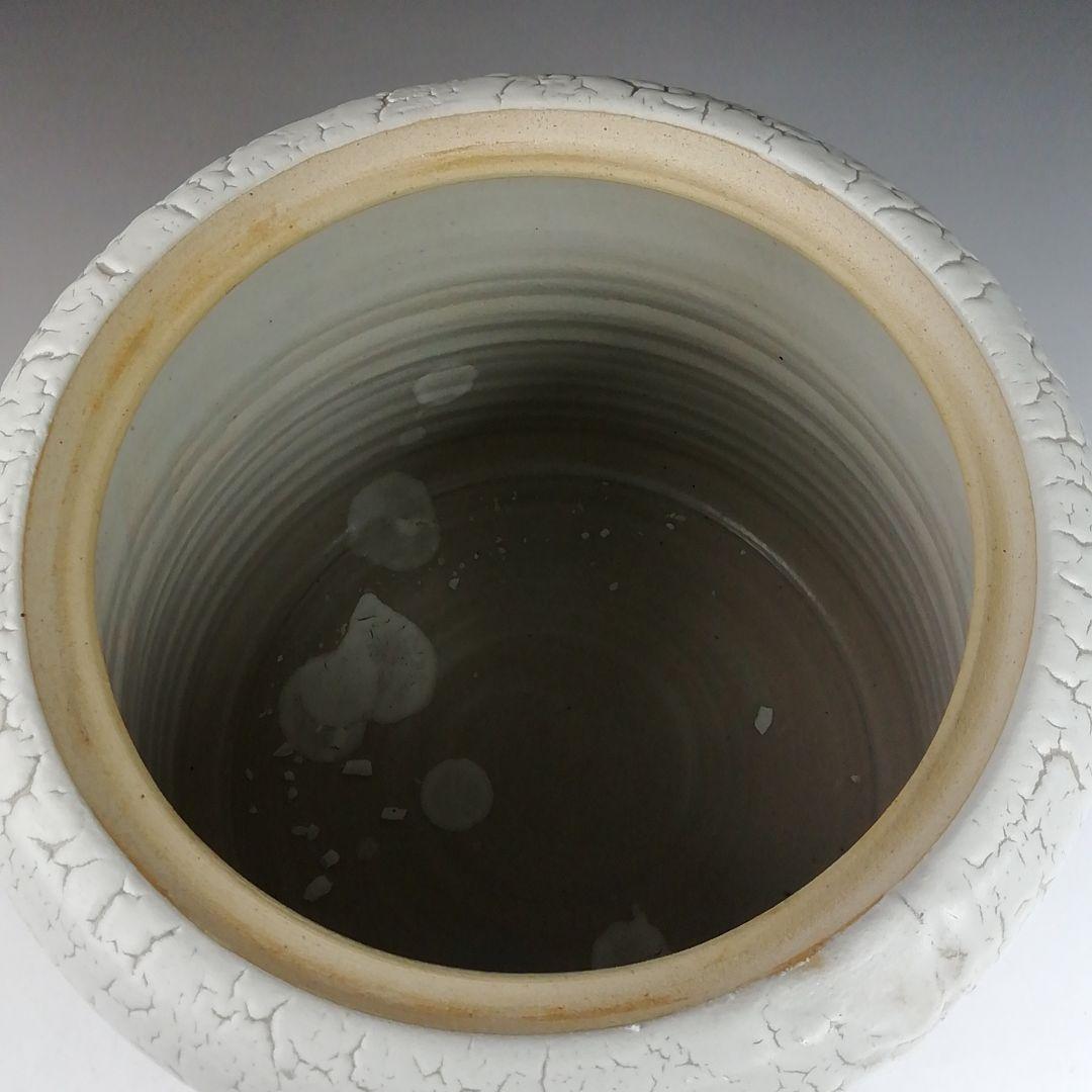 T818 水指 『罅釉』『東原窯 羽柴良一 作』 共箱 茶道具