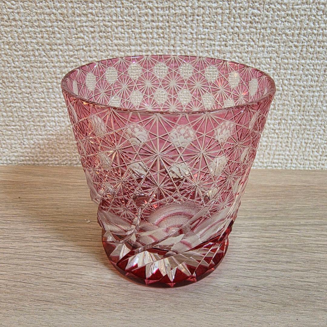 超希少品☆江戸切子 ロックグラス 金赤 花切子 江戸切子 ロックグラス 蓮華（金赤） 切子グラス ギフト プレゼント