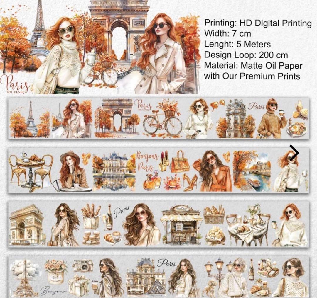 ONWIZE 海外マスキングテープ【 1ループ 】パリ 人物 風景 - メルカリ