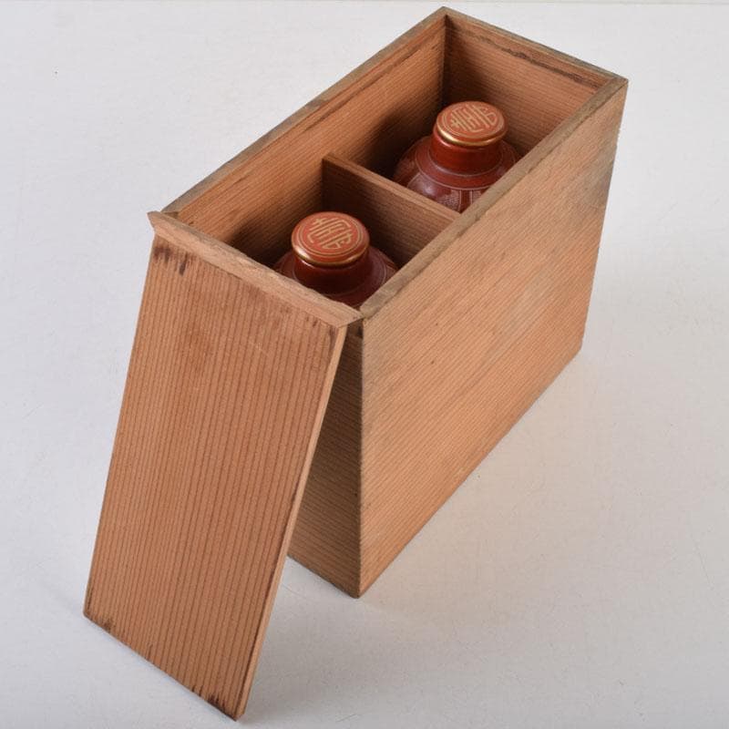 九谷焼　古九谷　赤絵　花鳥文　徳利　在銘　一對　時代箱付　V　R9270