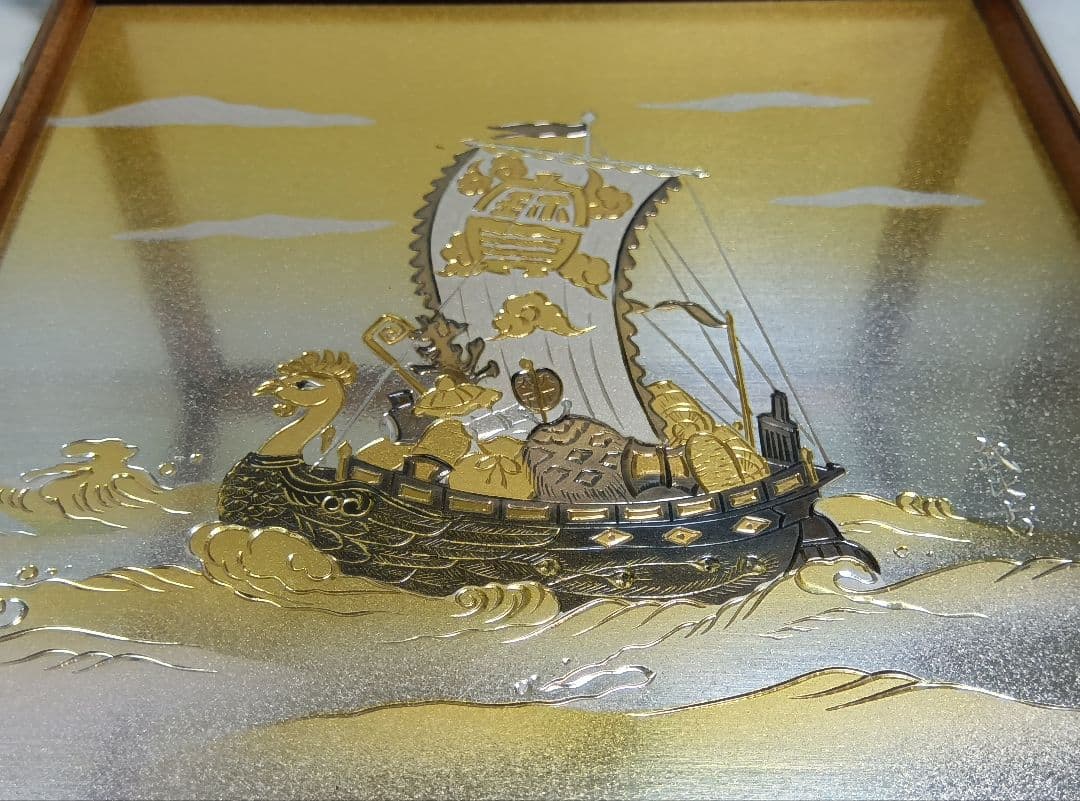 武比古作 純銀 恵比寿天 大黒天 宝船 置物 インテリア 縁起物 刻印有り