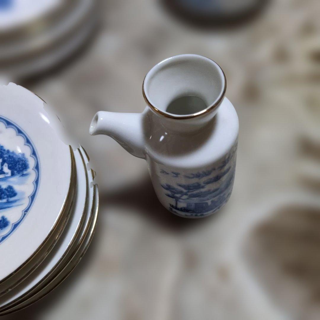 昭和レトロ】FancyChina青い風景画の陶磁器食器セット - メルカリ