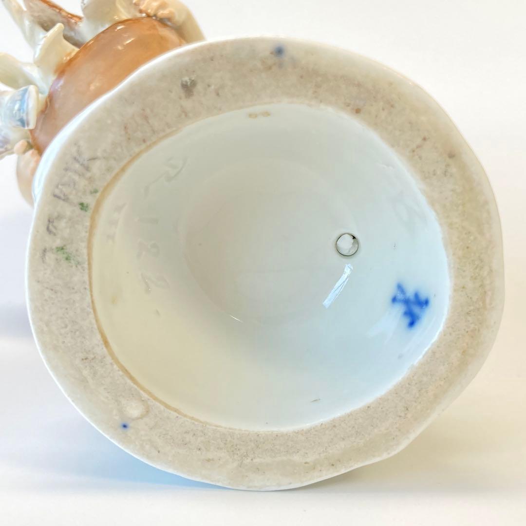 古マイセン 人形 フィギュリン 「鳩に給餌する天使」 1級品 1898年