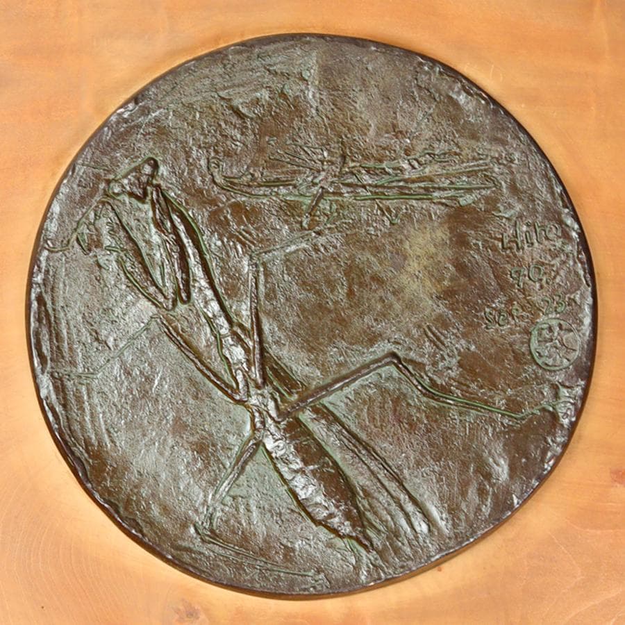 彫刻家 吉岡ひろ ブロンズ カマキリ レリーフ 壁掛け 飾り 彫刻家 吉岡ひろ ブロンズ カマキリ レリーフ 壁掛け 飾り