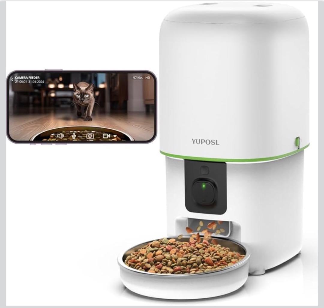 YUPOSI 自動給餌器　webカメラ付き　新品未使用 Amazon | Yuposl 自動給餌器 猫 中小型犬用 1日6食 定時定量 2L容量