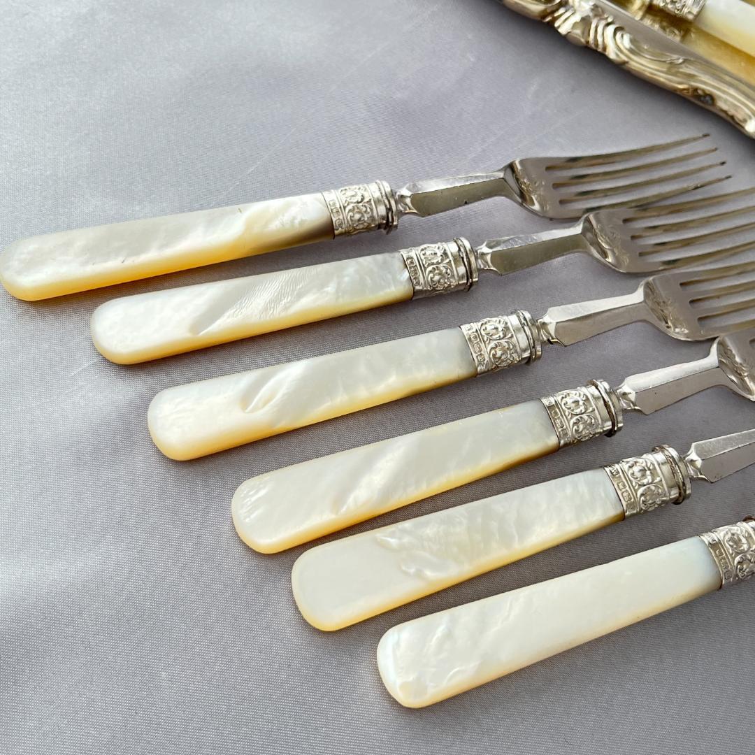 Lee & Wigfull 】【白蝶貝 / 純銀継手】デザートセット Lee & Wigfull