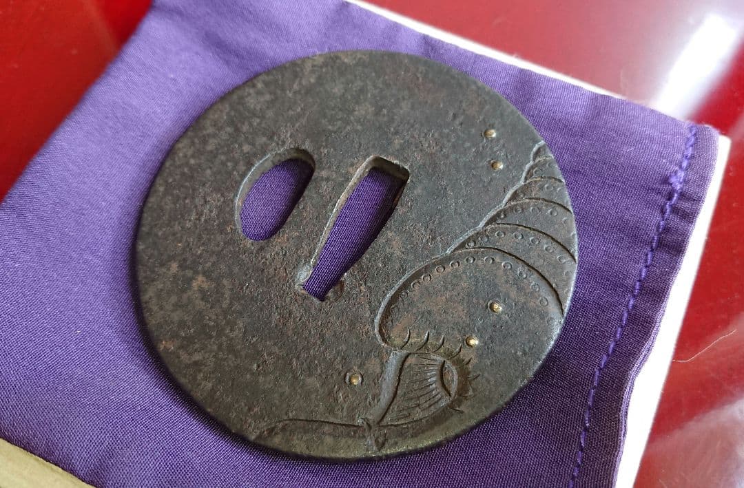 稀少 江戸後期 日本刀 刀鍔 象嵌 稀少 江戸後期 日本刀 刀鍔 象嵌 稀少 江戸後期 日本刀 刀鍔 象嵌