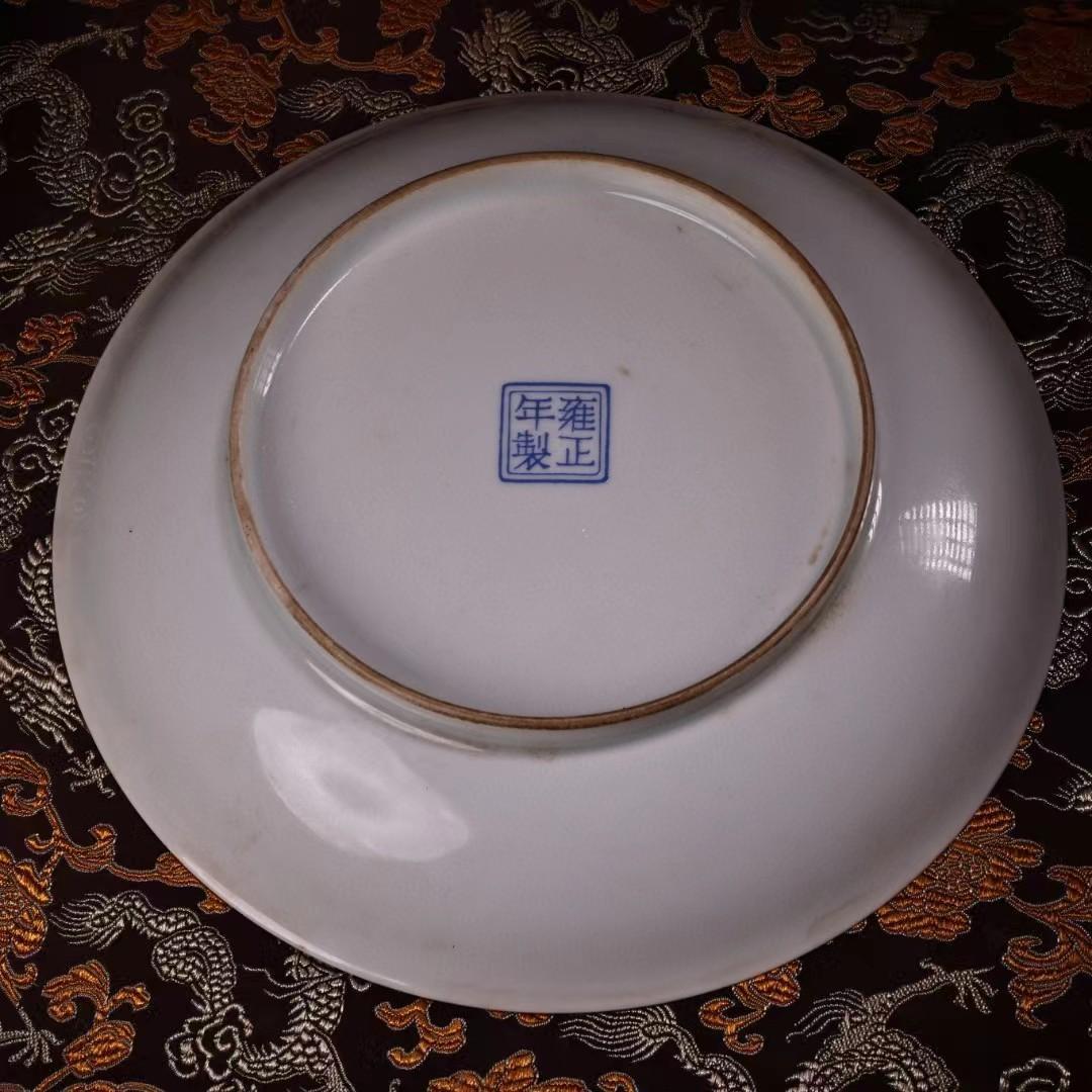 中国古美術・珍蔵粉彩・人物風景絵磁器の中皿・純手描き・箱付・置物・文房具・観賞皿